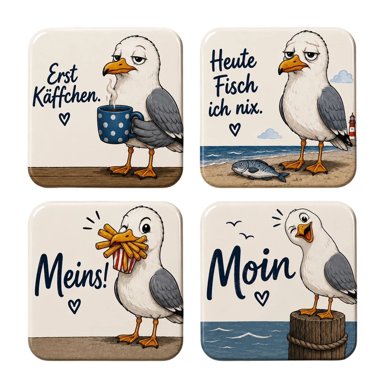 Satz: 4 Magnete Möwe
